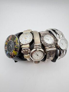 Lot of 5 Womens Quartz Wristwatches Geneva Studio Narmi Persona Bangle Cuff